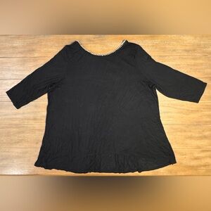Lane Bryant Black Blouse with Embellished Neckline